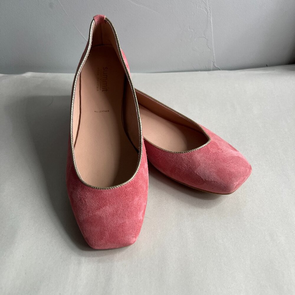 Summit White‎ Mountain Pink Suede Leather Square Toe Flats Size 9 Made in Italy